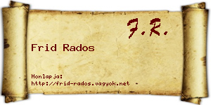 Frid Rados névjegykártya